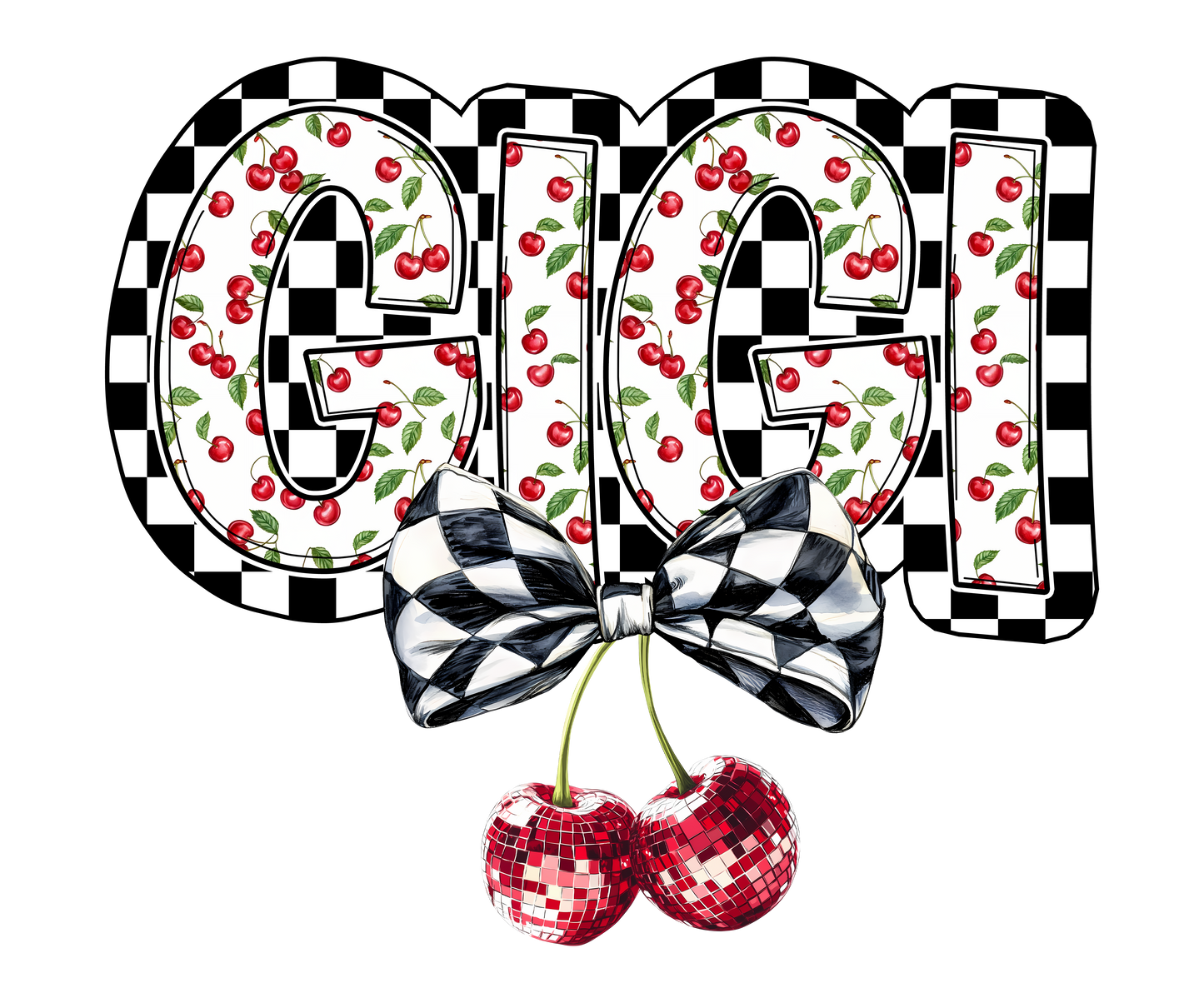 Cherry Bow with Name Options - DTF Transfer