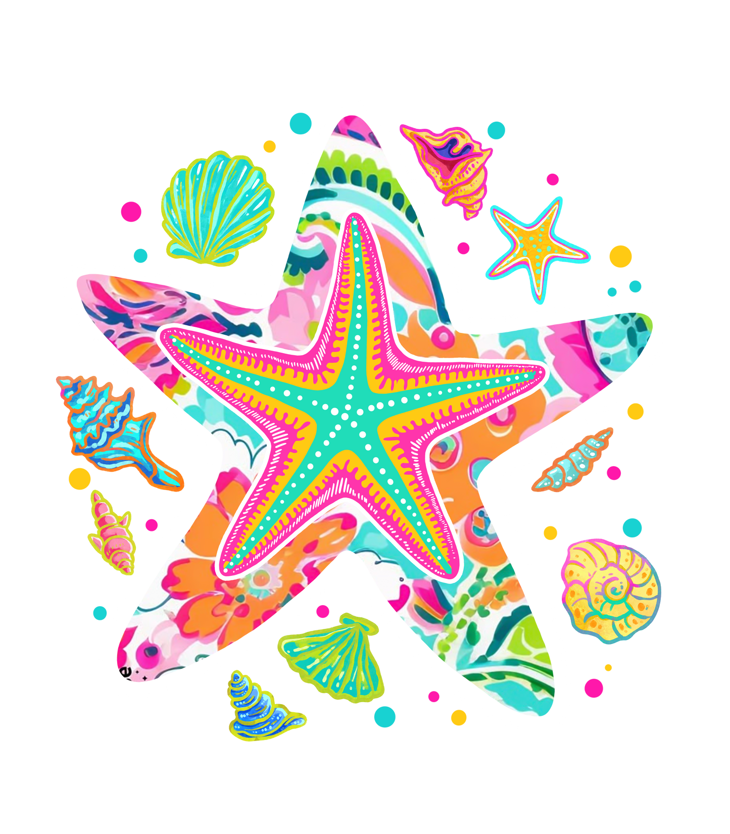 Colorful Star Fish - DTF Transfer