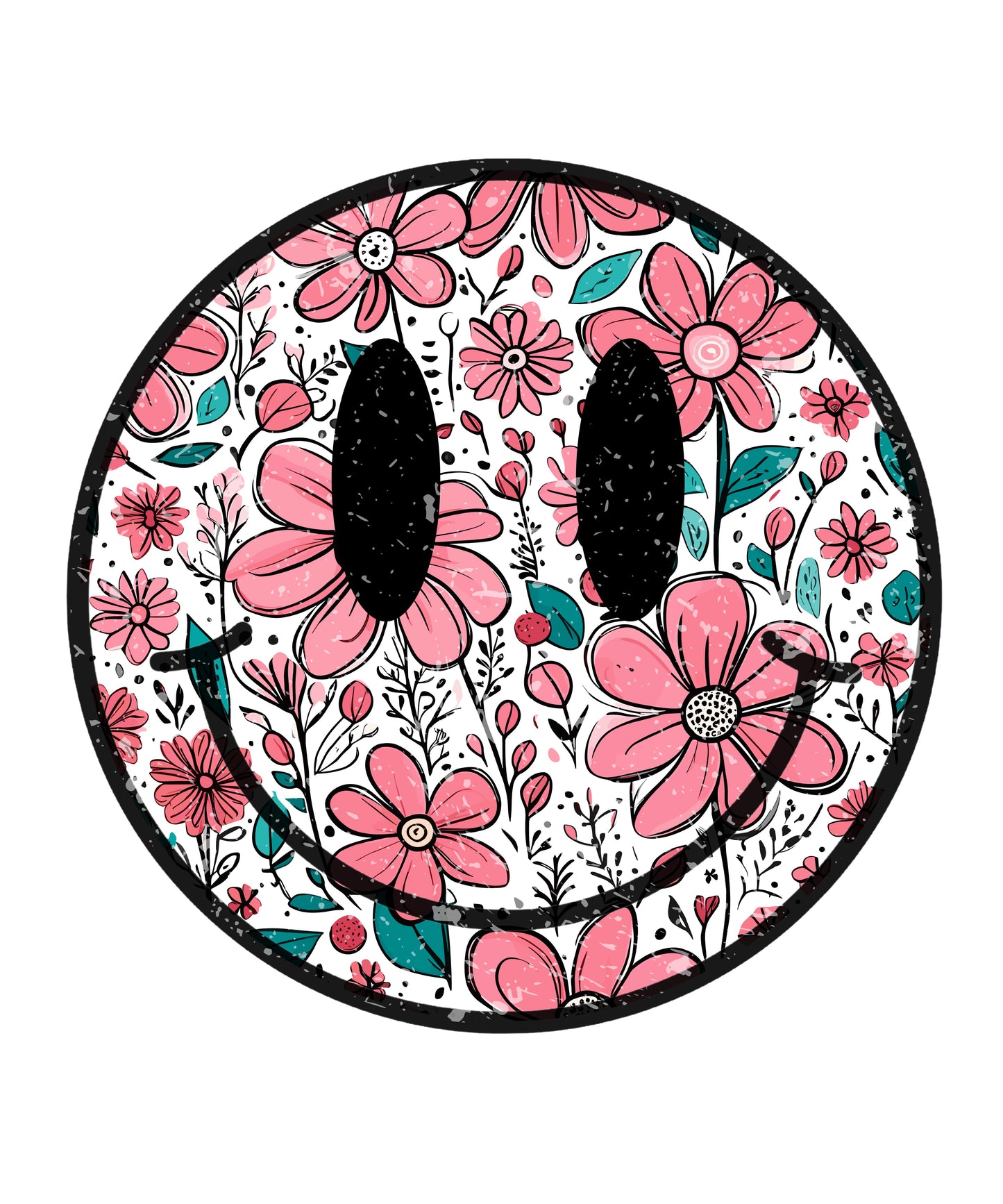 Smilee Face - Floral - DTF Transfer