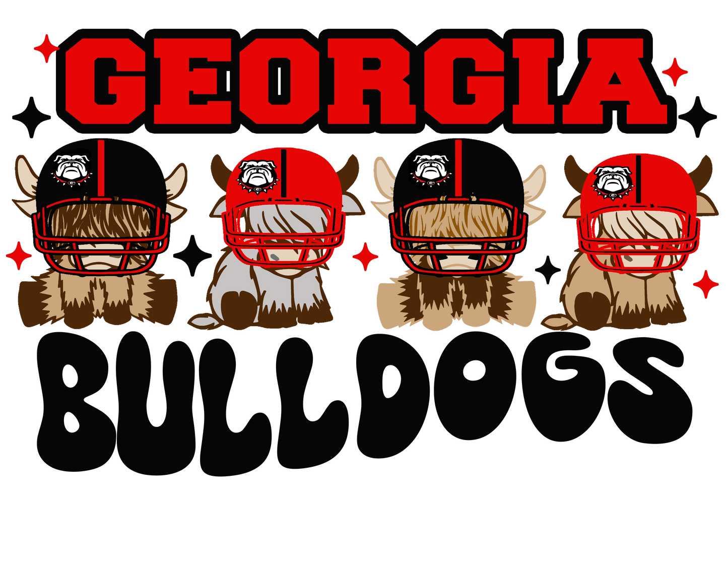 Bulldogs - Highland Cows with Helmets