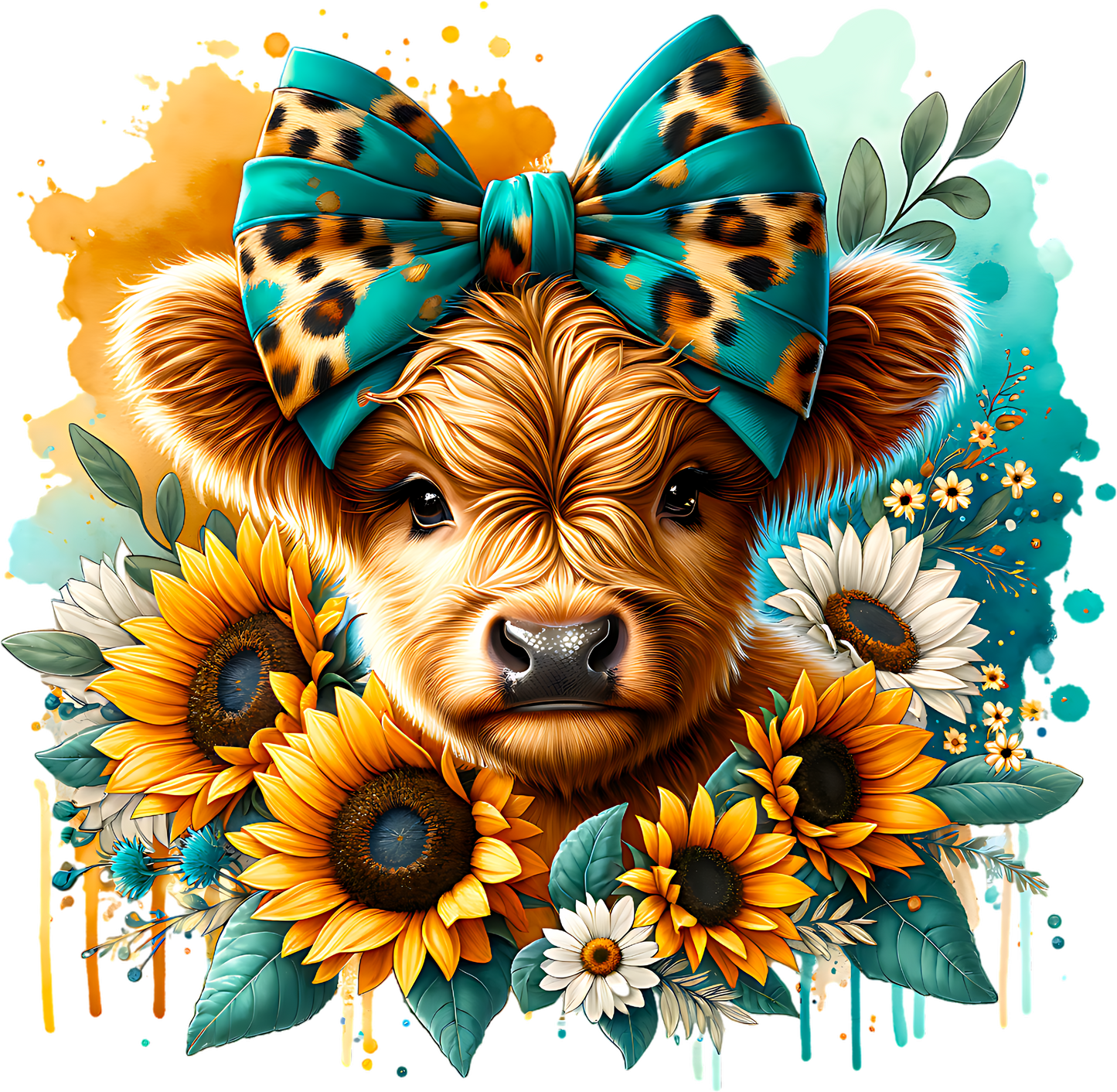 Highland Cow Coquette Floral