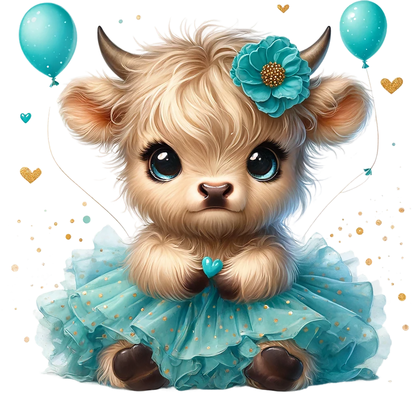 Highland Cow Tutu Blue