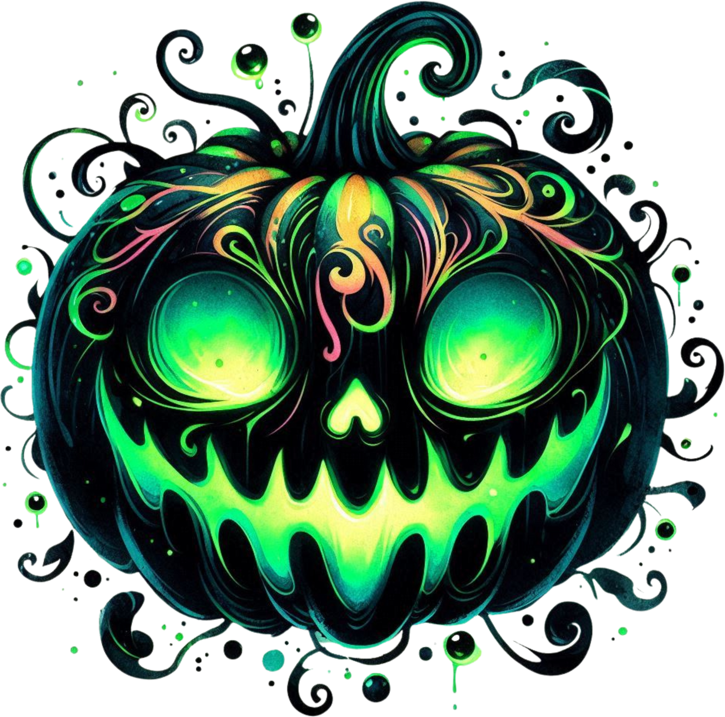 Black & Neon Green Jack O Lantern