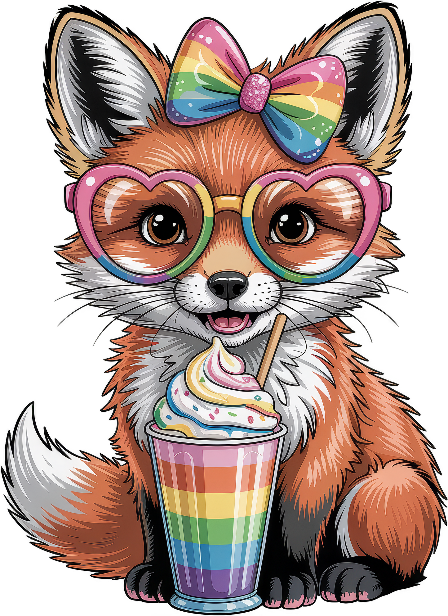 Red Fox Rainbow Bow and Glasses