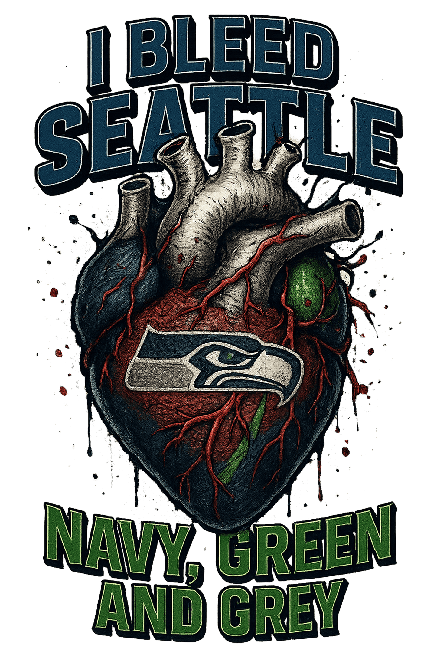I Bleed Navy Green & Grey - Seattle