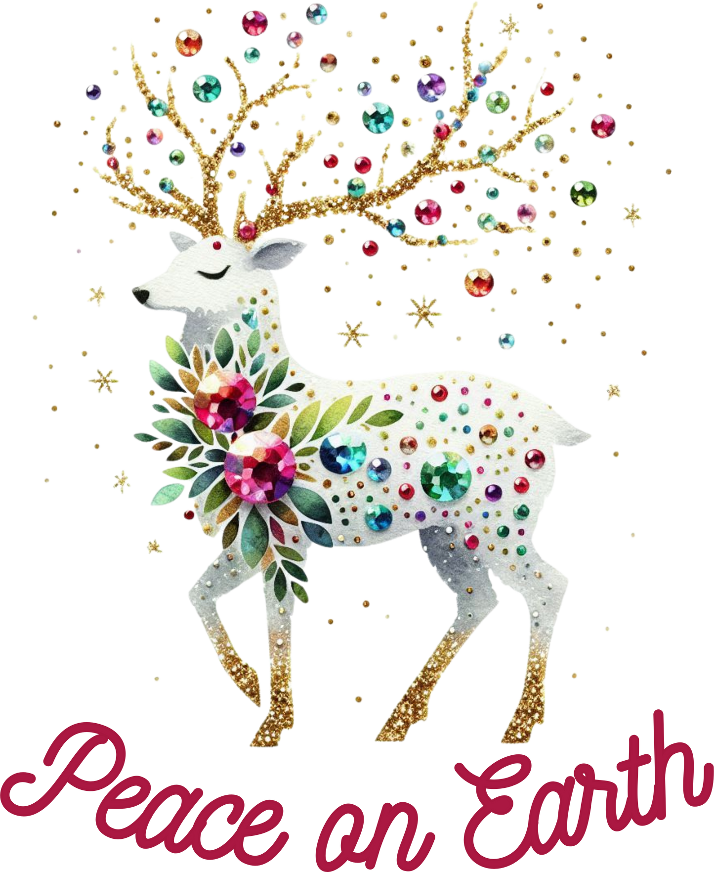Elegant Rhinestone Deer - Peace On Earth Rhinestone Deer