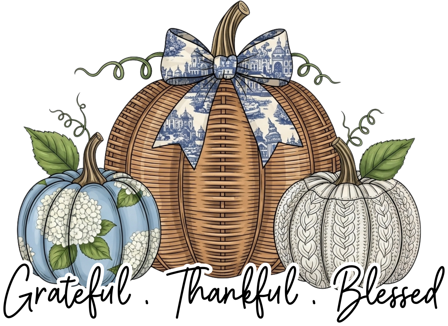 Fall Pumpkins - Blue - Grateful Thankful Blessed