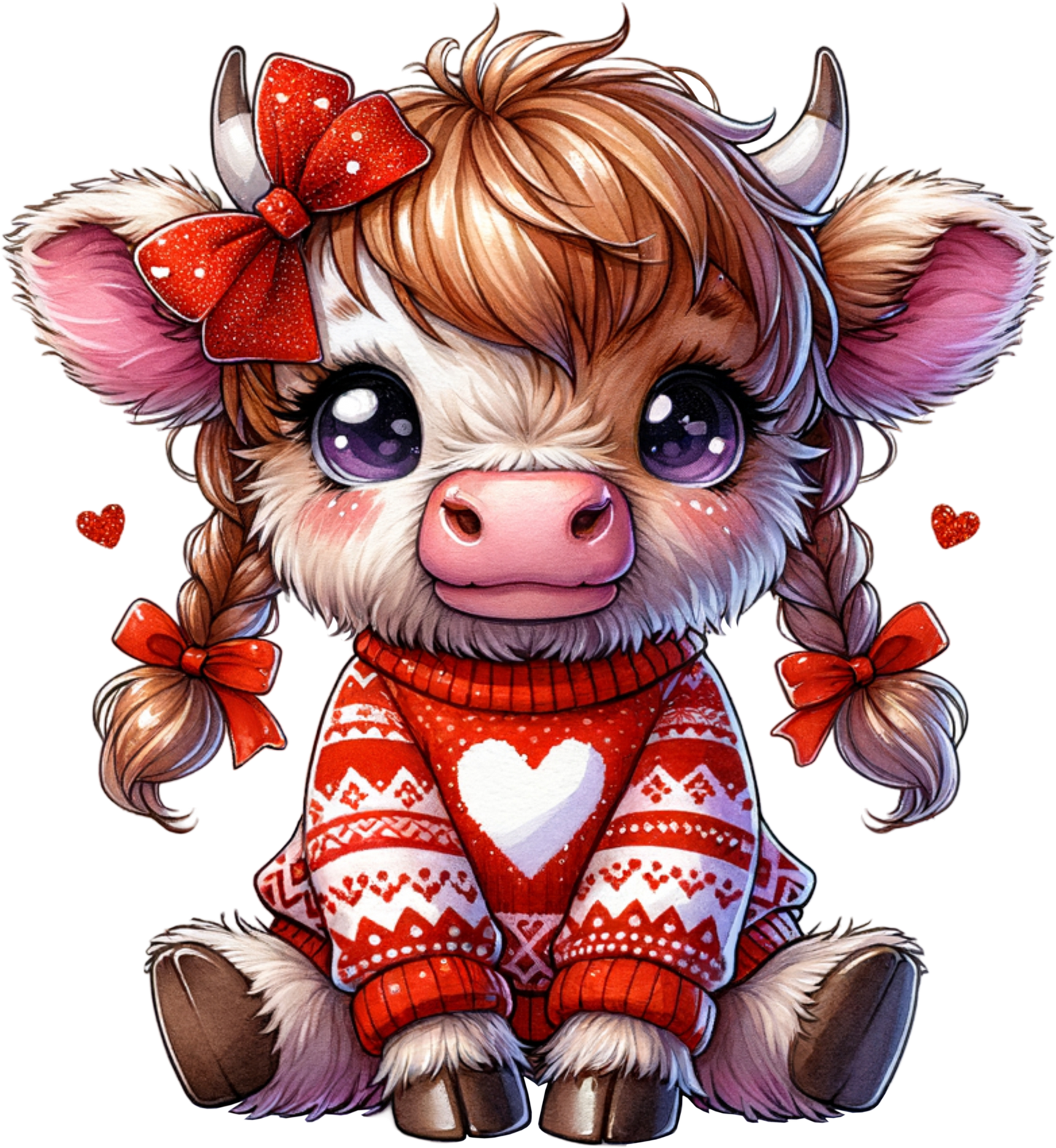 Cute Highland Cow - Red Heart Sweater