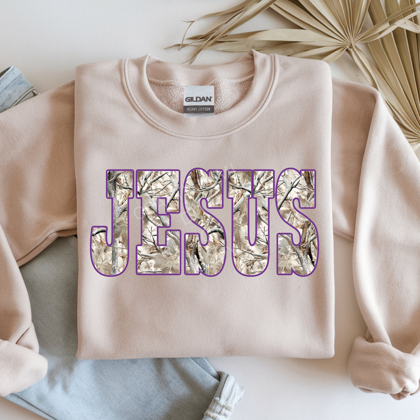 Western Camo Jesus - Pink, Orange, Seafoam Green Outline Options