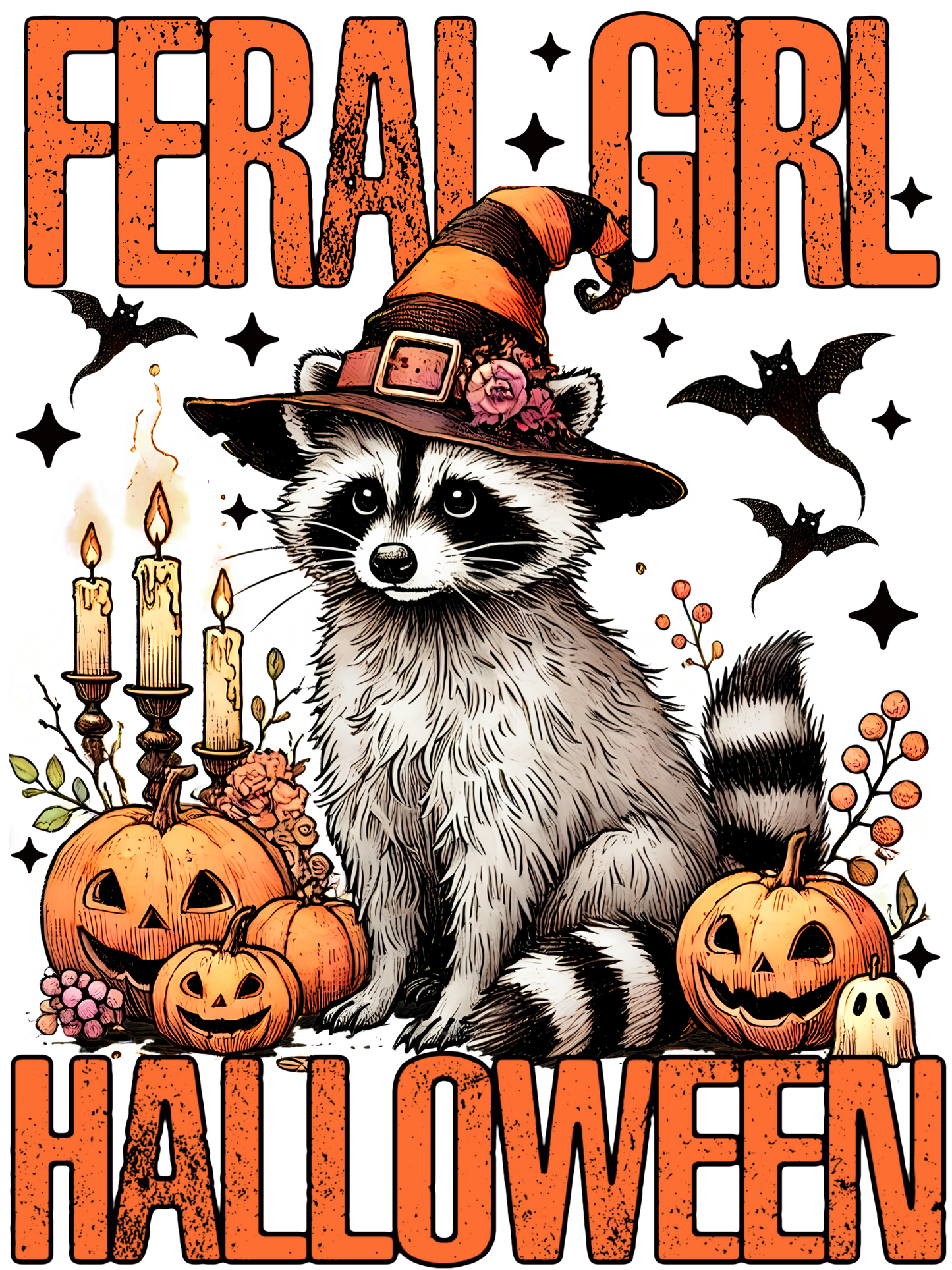 Feral Girl Halloween Witch Racoon