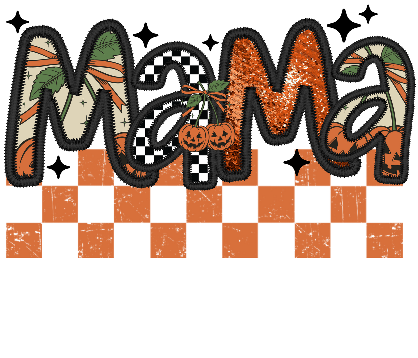 Mama - Halloween - Orange Checkered
