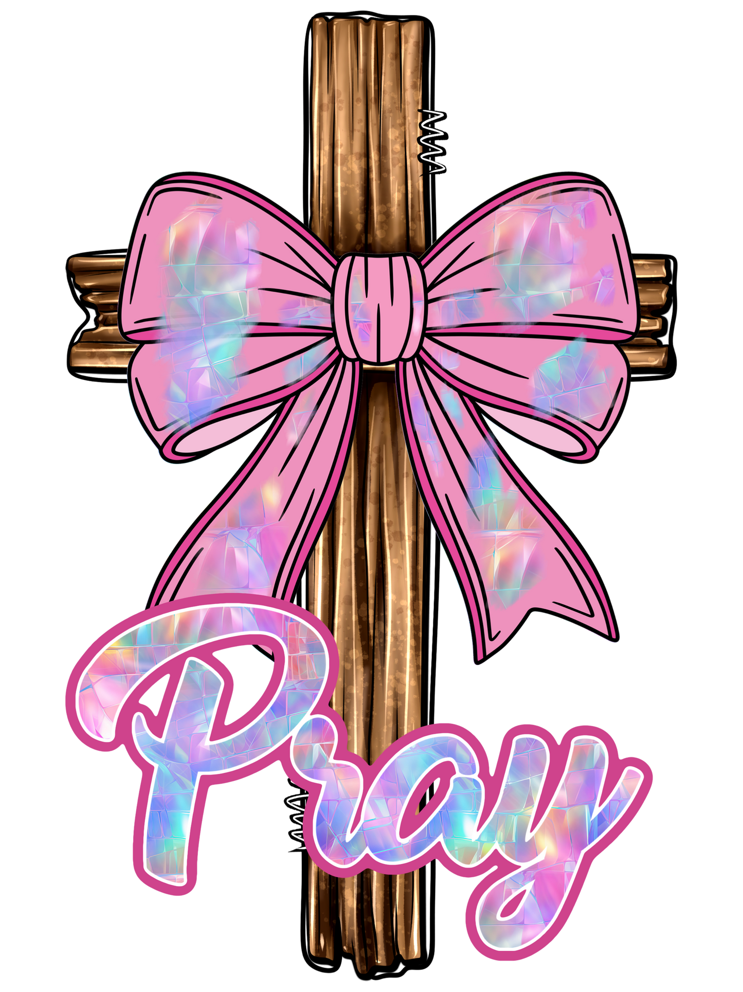 Pink Bow Cross - Pray
