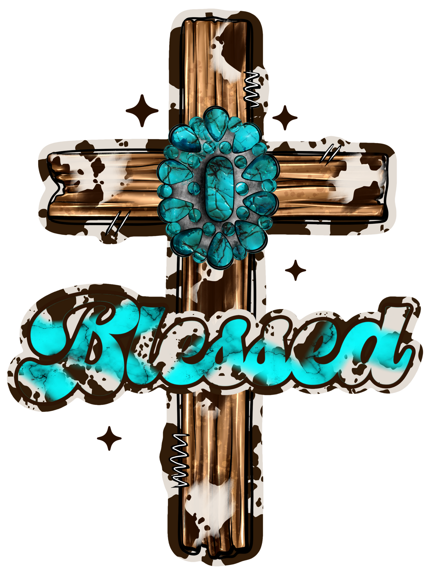 Blessed - Cross - Turquoise