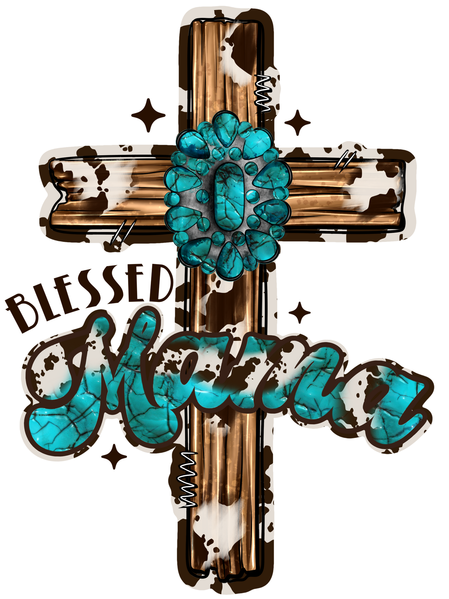 Blessed Mama - Teal Cross