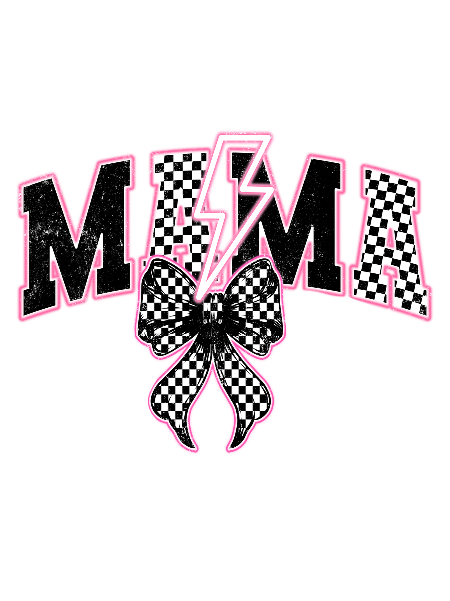 Checkered Mama - Pink & Black