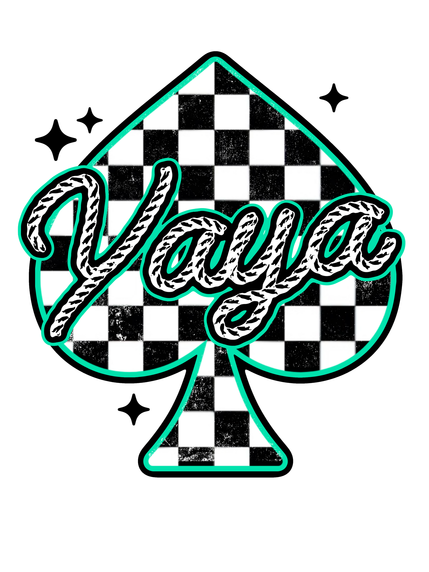 Checkered Spade - Abuela, Auntie, Bonus Mama, Gigi, Grandma, Honey, KK, Lolli, Mama, Mamaw, Mimi, Mini, Nana, Wifey, Yaya