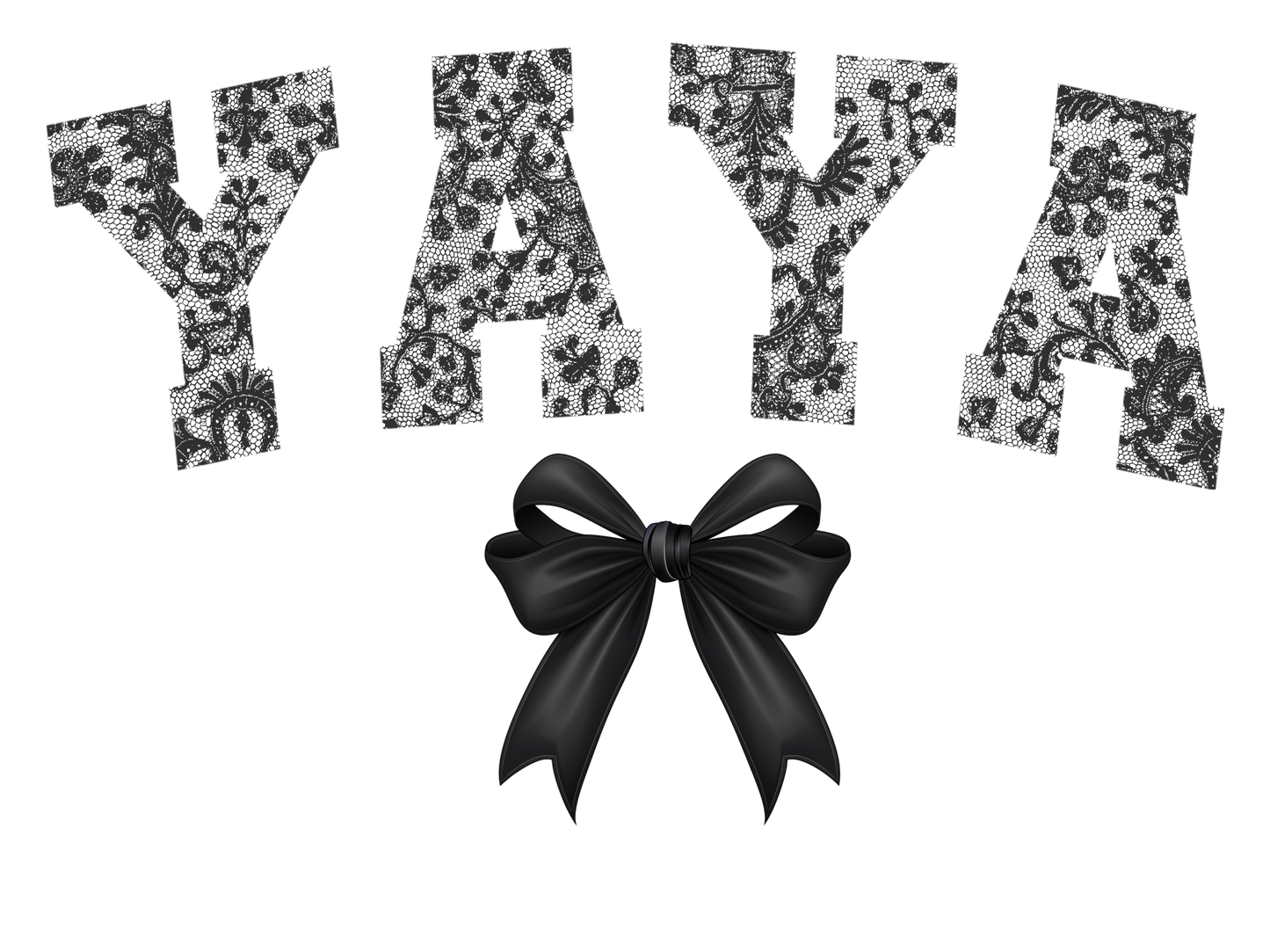 Black Lace Bow - Gigi, Grammy, Grandma, Honey, KK, Mama, Mamaw, Mimi, Mini, Nana, Wifey, Yaya