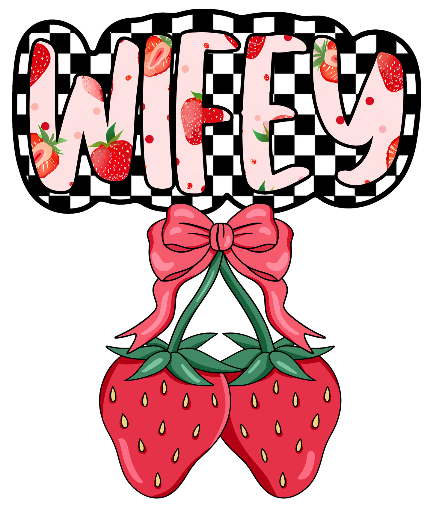 Checkered Strawberry Bow - Mama, Mini, Bonus Mama, Gigi, Mamaw, Mimi, Nana, Wifey