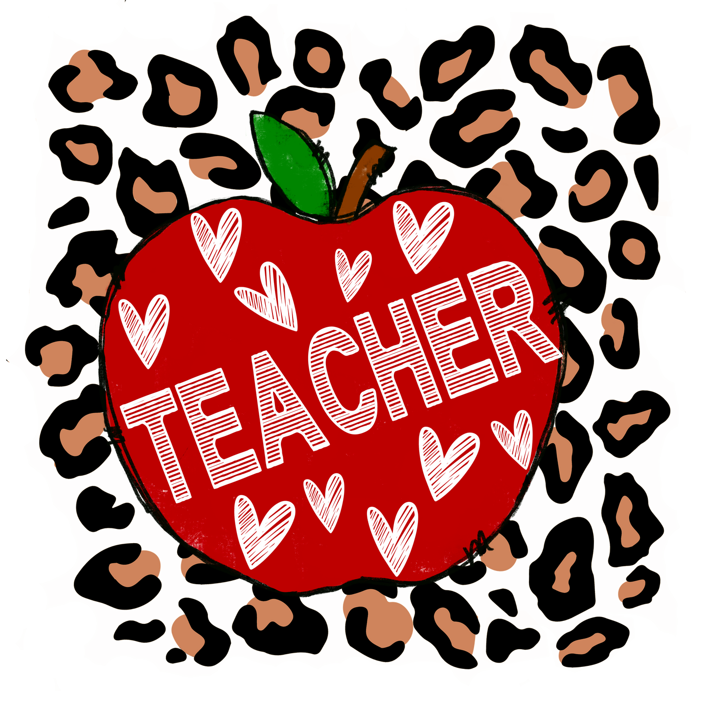 Teacher Leopard Print & Apple
