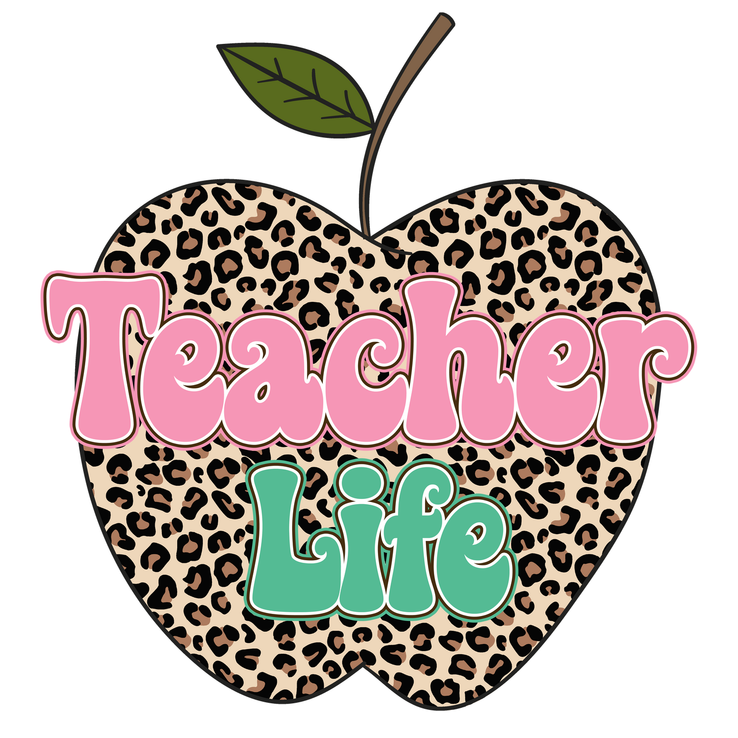 Teacher Life Leopard Print Apple