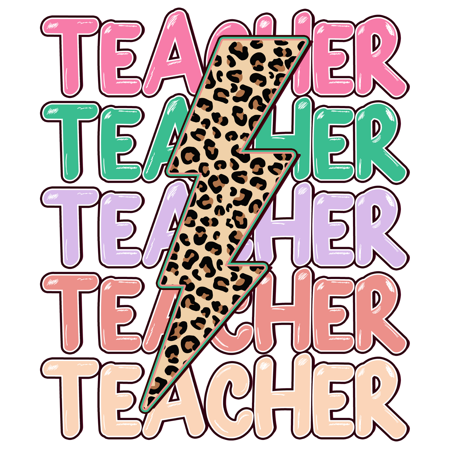 Teacher Stacked - Lightning Bolt