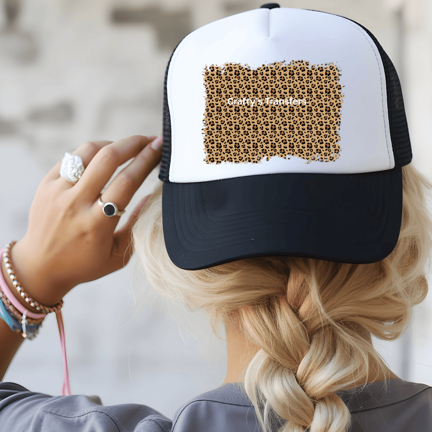 Black & Brown Cheetah Print Hat Transfer