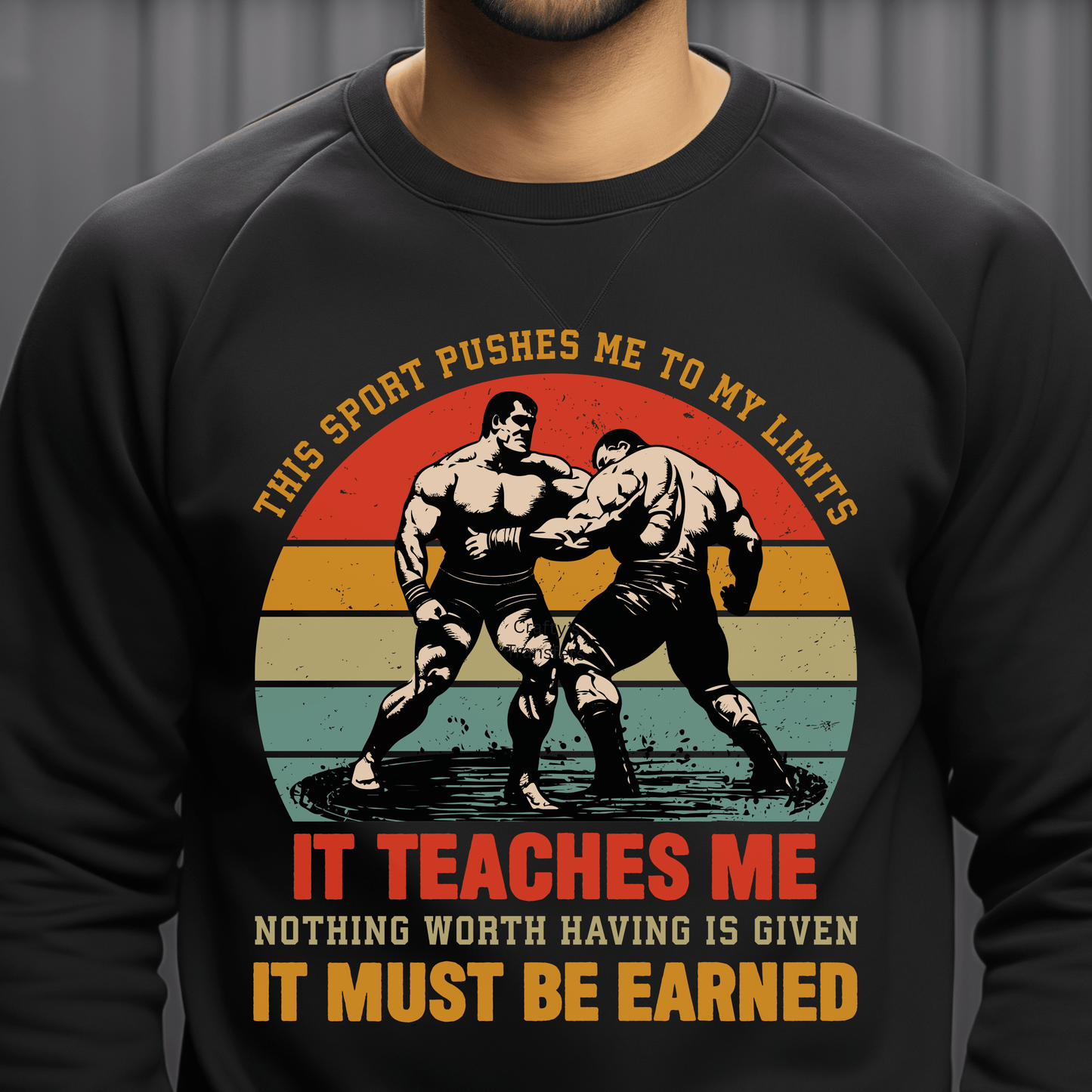 Wrestling Teaches Me Nothing Worth Having Is Given DTF Transfer – Motivational Wrestling Shirt Design – Retro Combat Sports Heat Transfer