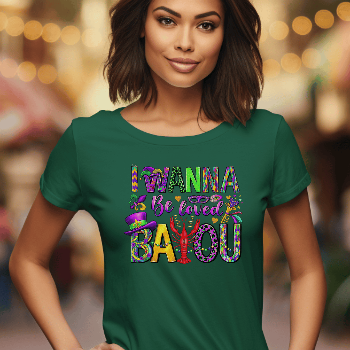 I Wanna Be Loved Bayou DTF Transfer | Mardi Gras Crawfish Heat Transfer Design