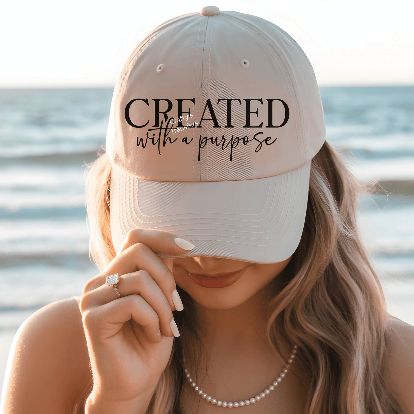 Created With a Purpose DTF Trucker Hat Transfer | Christian Faith Hat Heat Transfer Design
