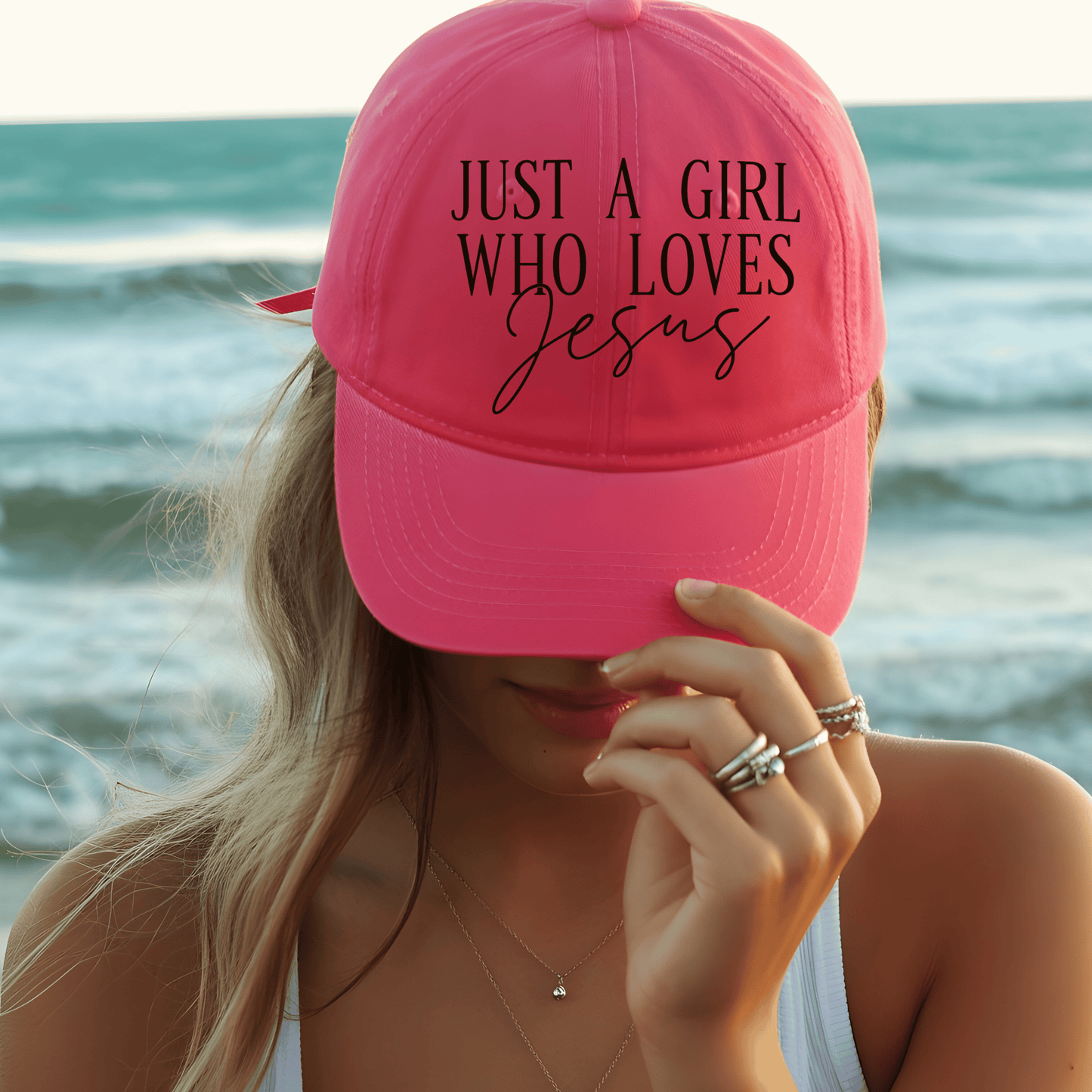 Just a Girl Who Loves Jesus DTF Transfer | Christian Faith Hat & Shirt Heat Press Design