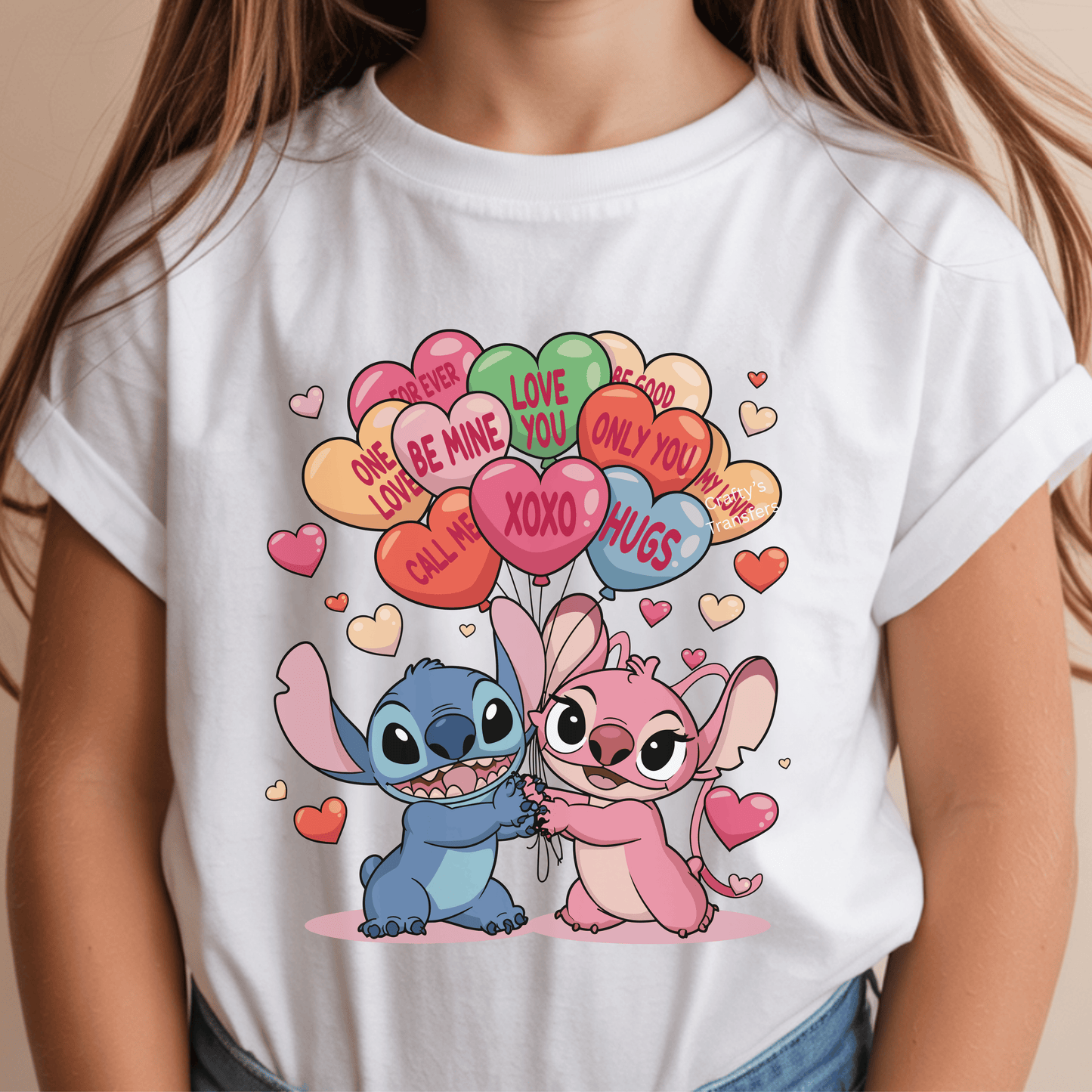 Cute Valentine Couple DTF Shirt Transfer | Love Balloons Pop-Culture Valentine Design