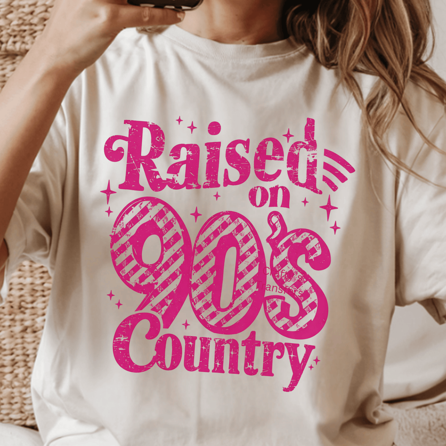 Raised on 90s Country DTF Transfer | Retro Country Music Shirt Heat Transfer | Western Vintage Tee Design