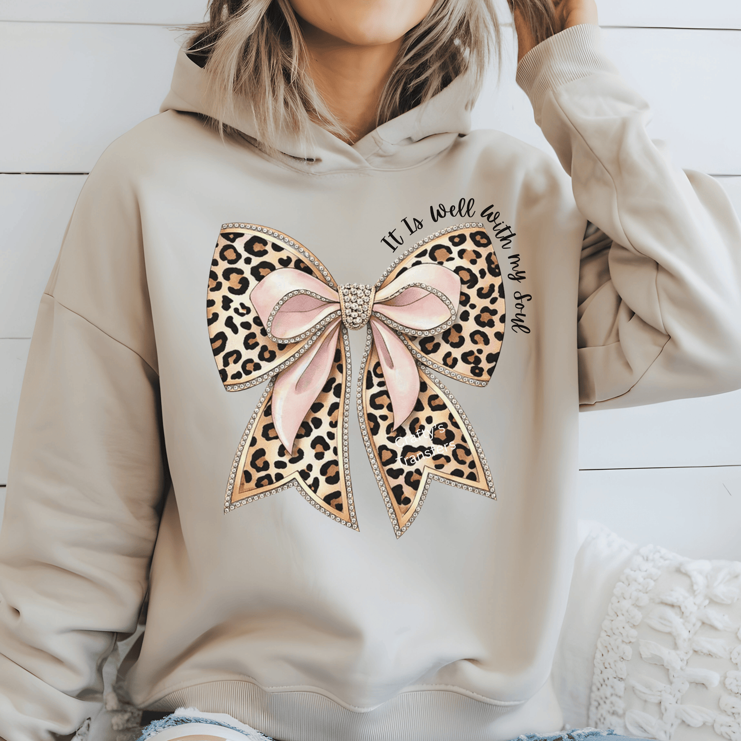 Leopard Print Pink Bow DTF Transfer | Rhinestone Coquette Bow Shirt Heat Transfer | Boutique Graphic Tee Design