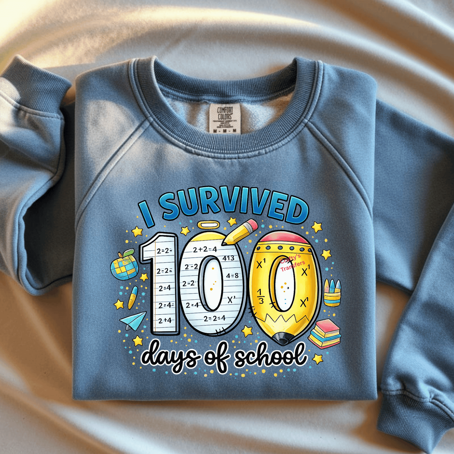 I Survived 100 Days of School DTF Transfer | Funny Teacher & Student Shirt Design | 100th Day Heat Transfer