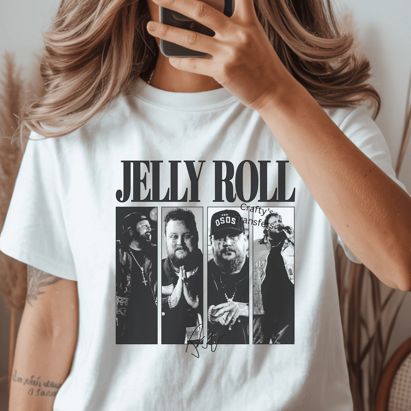 Jelly Roll Inspired DTF Transfer | Country Rap Music Fan Shirt Transfer | Black & White Concert Style Heat Transfer (Copy)