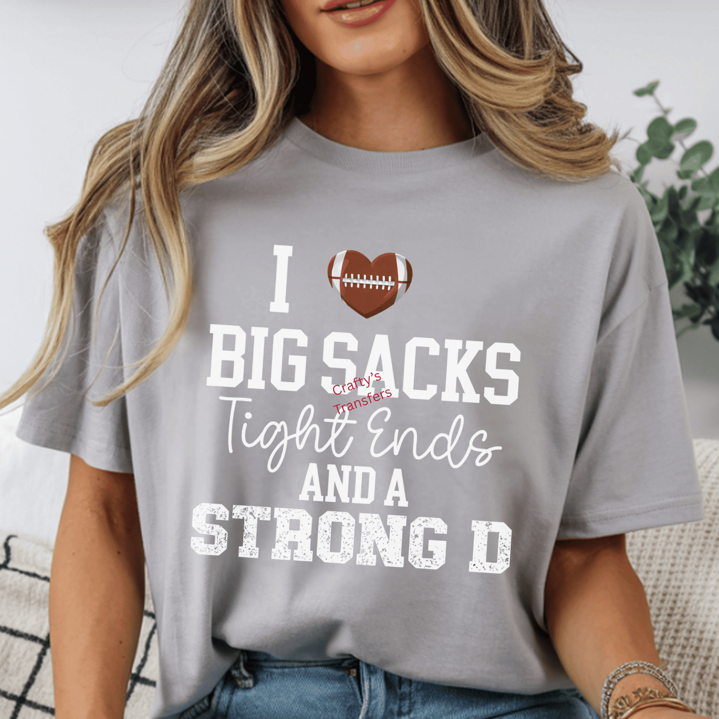 I Love Big Sacks DTF Shirt Transfer – Football Defense Humor Heat Transfer | Ready to Press