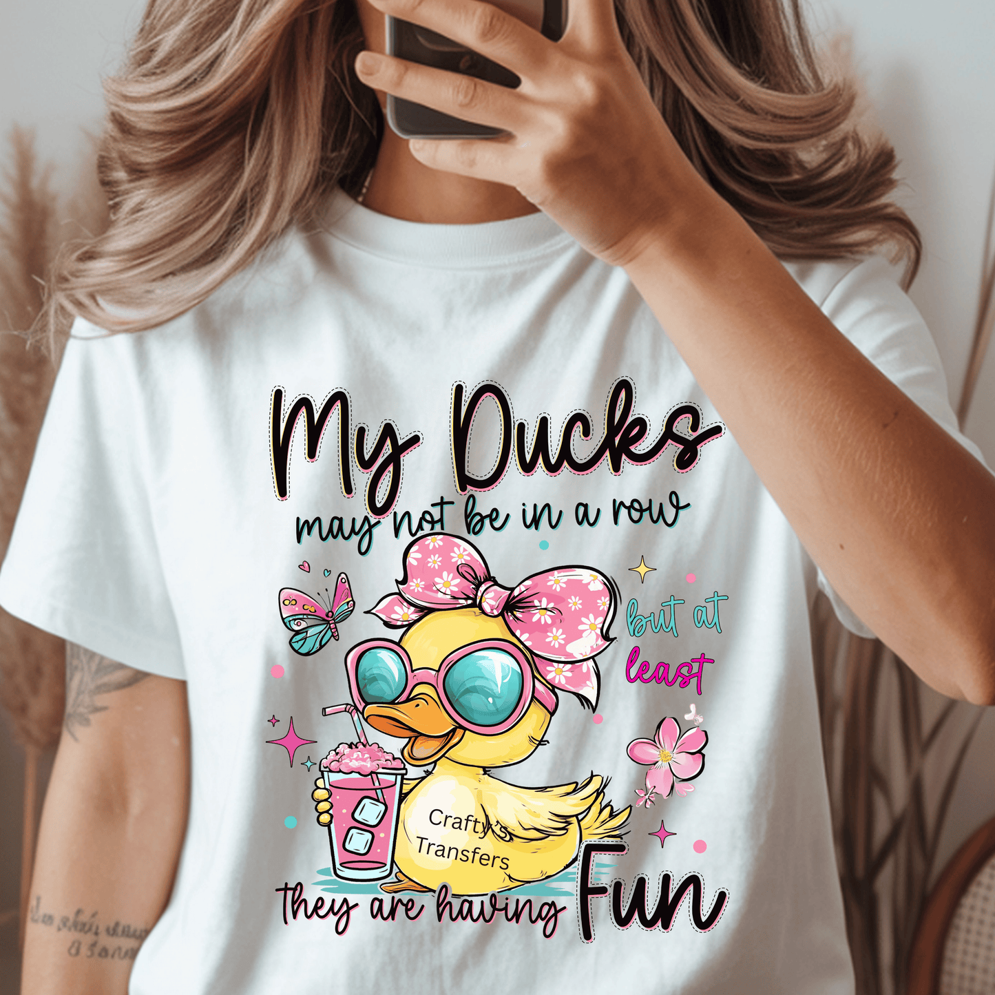 My Ducks May Not Be in a Row DTF Transfer – Funny Duck Shirt Transfer – Cute Mama Humor Heat Press Design