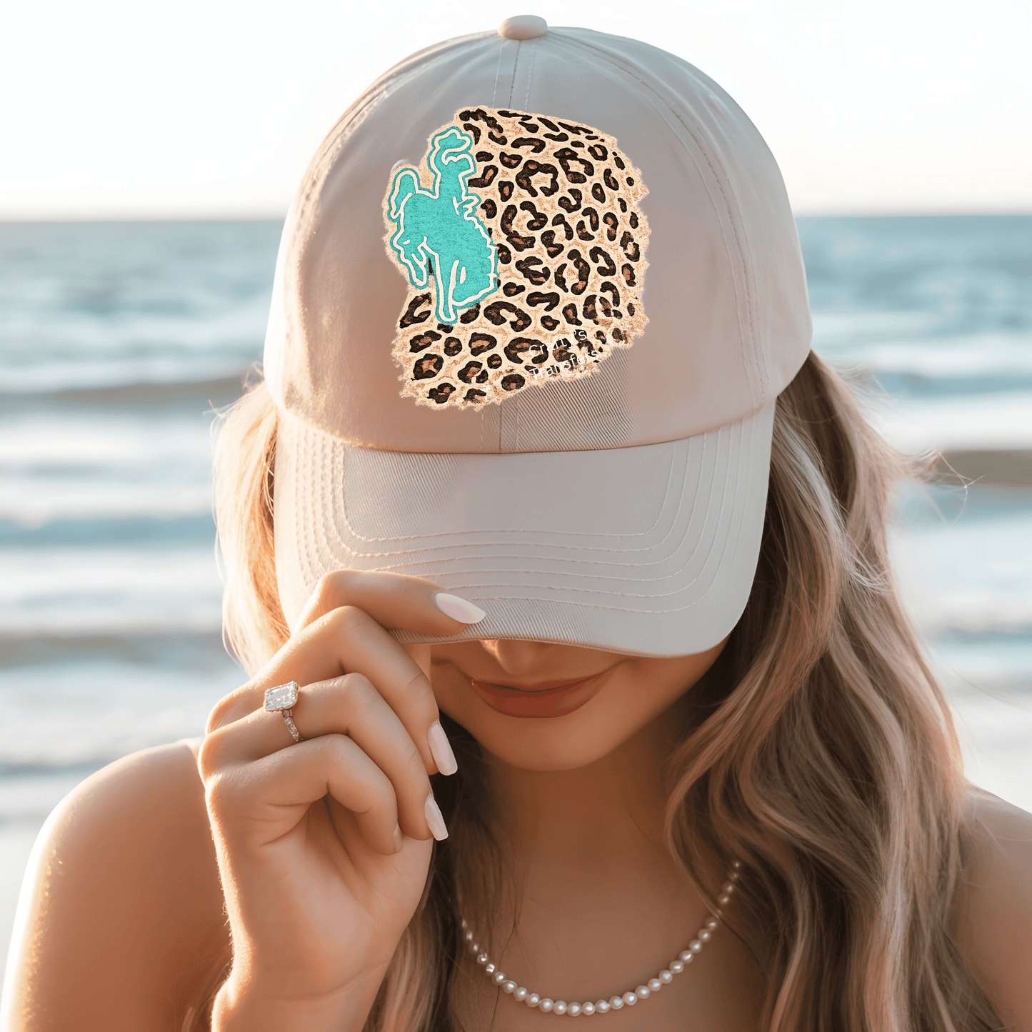 Leopard Cowboy DTF Trucker Hat Transfer | Western Hat Patch Design