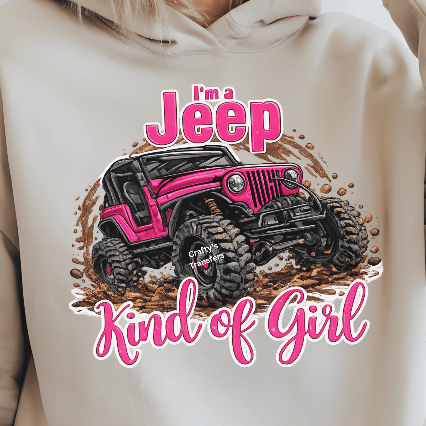 I’m a Jeep Kinda Girl DTF Transfer | Pink Jeep Off Road Heat Transfer | Ready to Press DTF Design
