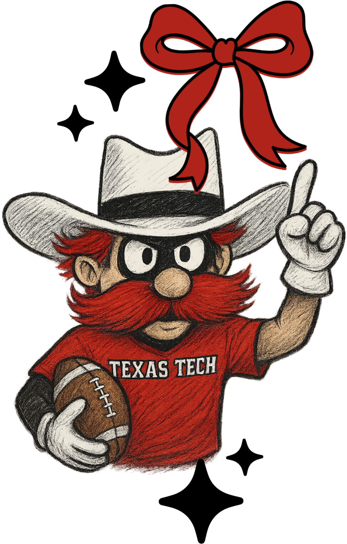 Texas Tech Bow Mascot DTF Transfer | Coquette Game Day Red Raiders Heat Press Design