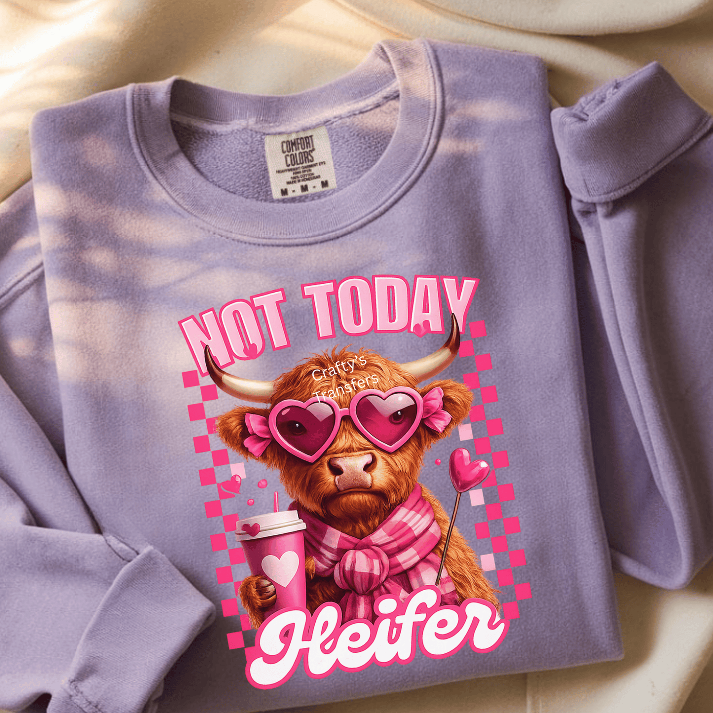 Not Today Heifer DTF Transfer | Funny Cow Graphic | Pink Cowgirl Heat Transfer Design