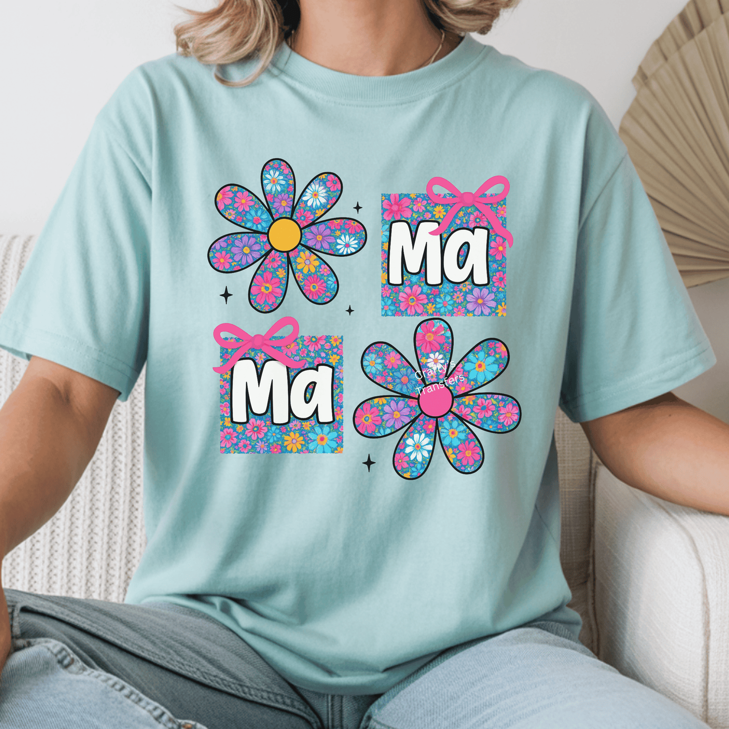 Floral Mama DTF Transfer | Colorful Flower Mama Heat Transfer | Mother’s Day Shirt Design