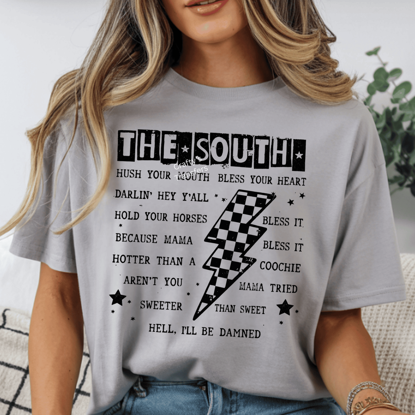 The South DTF Transfer | Southern Quote Heat Transfer | Lightning Bolt Graphic | Ready to Press