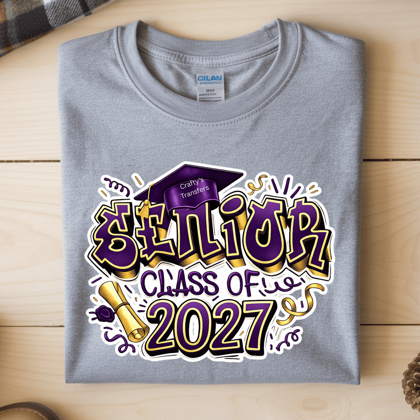 Senior Class of 2027 DTF Transfer | Graduation Heat Transfer | Purple & Gold Senior Design | Ready to Press