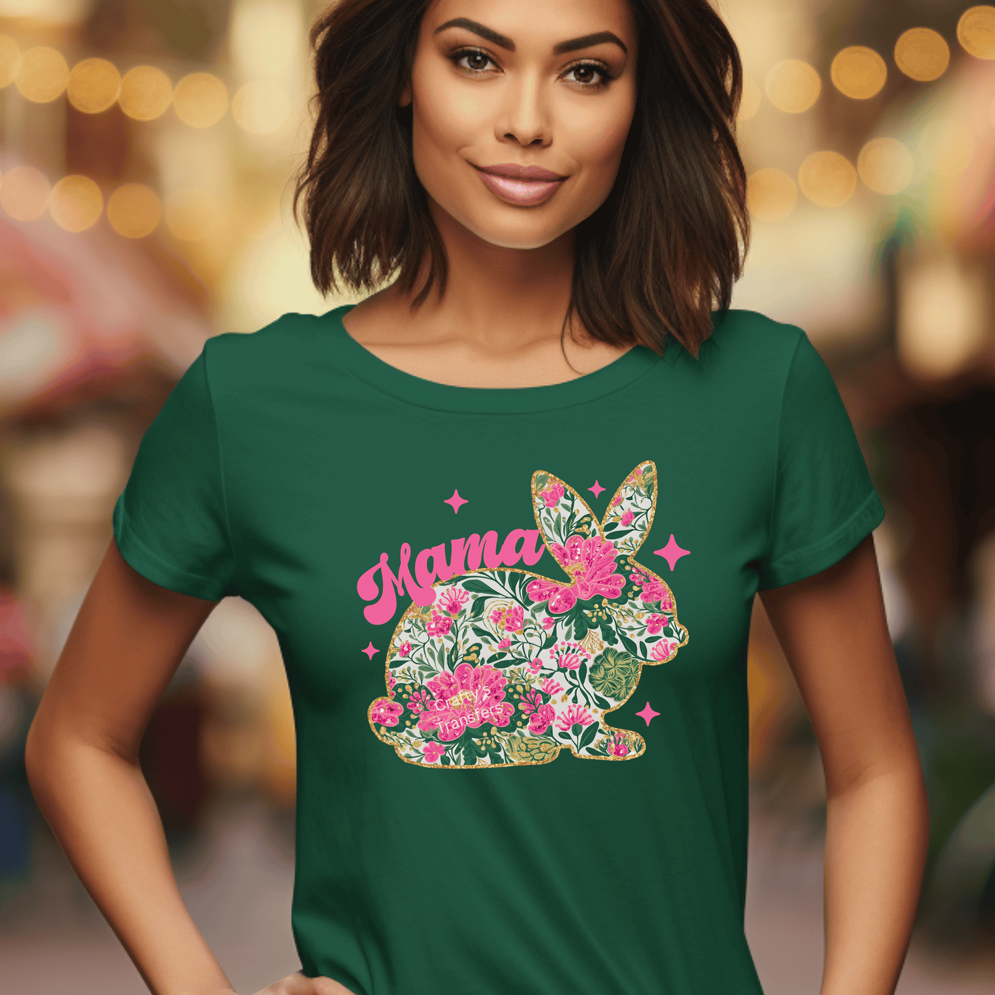 Mama Bunny Floral DTF Transfer | Pink Easter Bunny Shirt Transfer | Spring Mama DTF Print