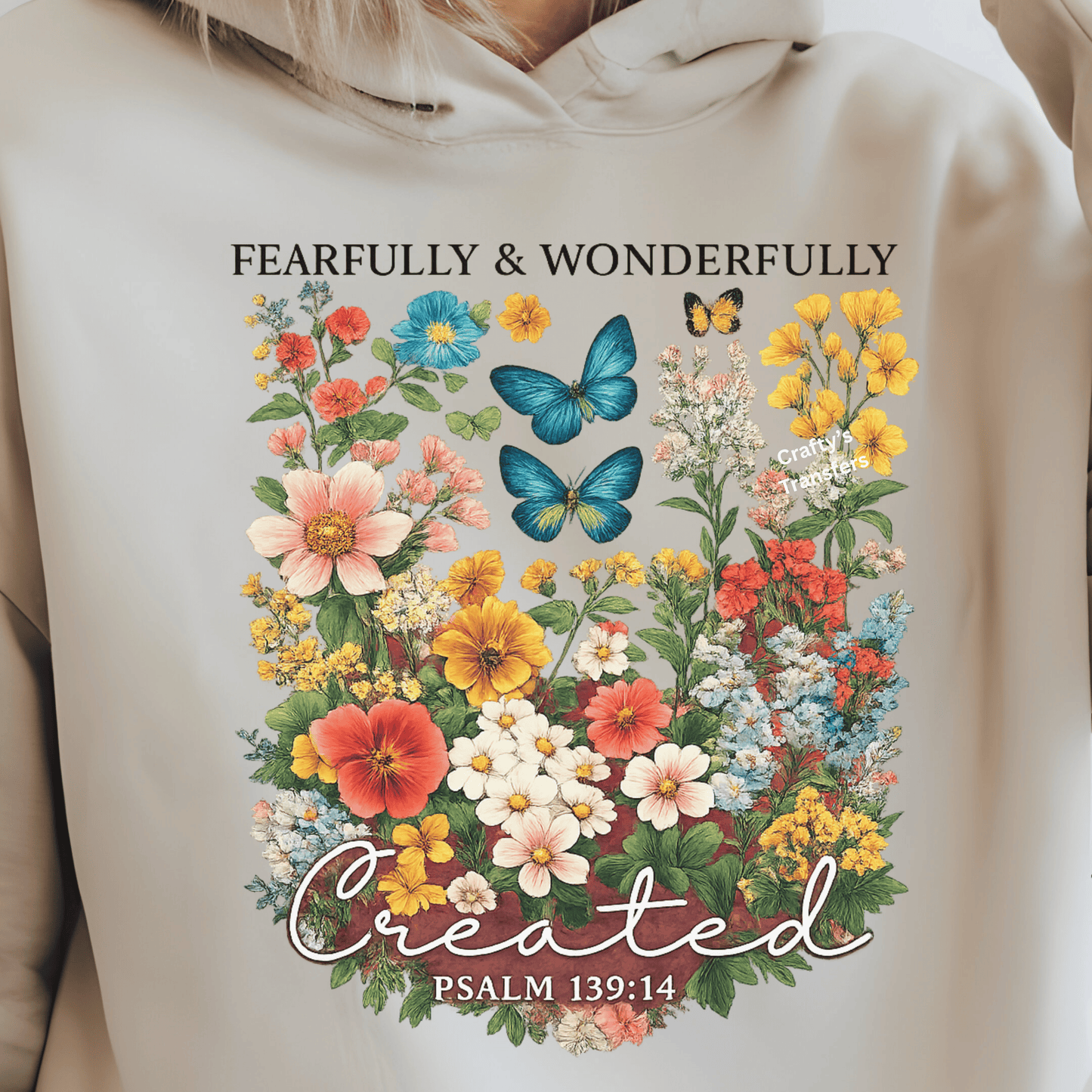 Fearfully & Wonderfully Made DTF Transfer | Psalm 139:14 Floral Christian Shirt Design