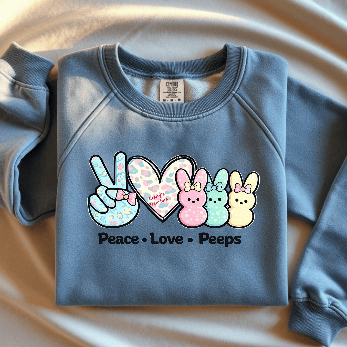 Peace Love Peeps DTF Transfer | Cute Easter Bunny Shirt Design | Spring Ready to Press Transfer