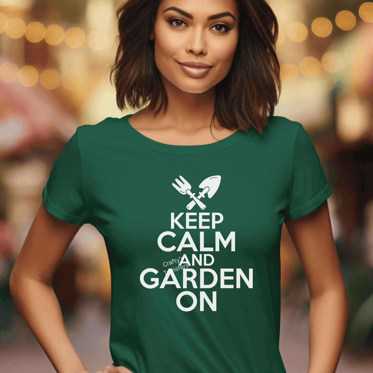 Keep Calm and Garden On DTF Transfer | Funny Gardening Shirt Design | Spring Garden Quote Heat Transfer | Gardener Graphic Tee Transfer