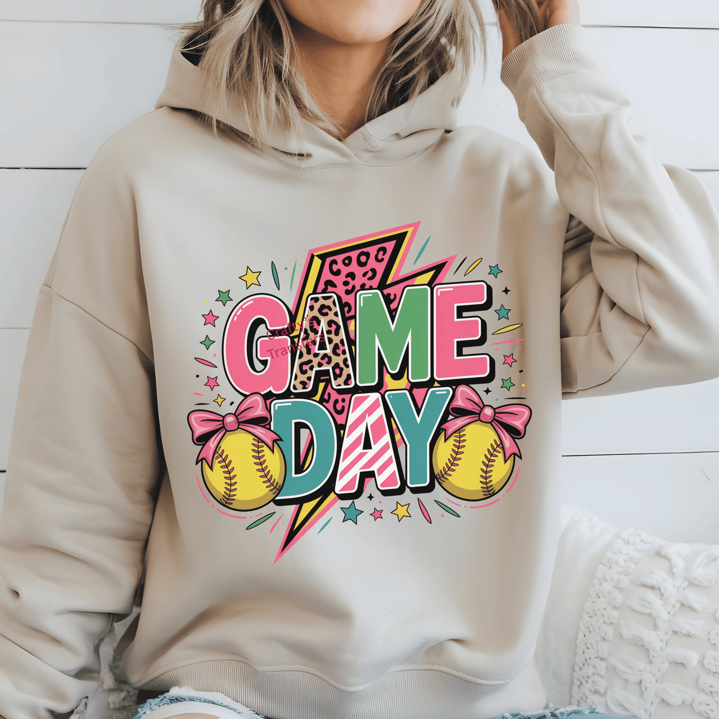 Game Day Softball DTF Transfer ā Pink Leopard Lightning Bolt Sports Design ā Softball Mom Shirt Transfer ā Trendy Girls Game Day Heat Press