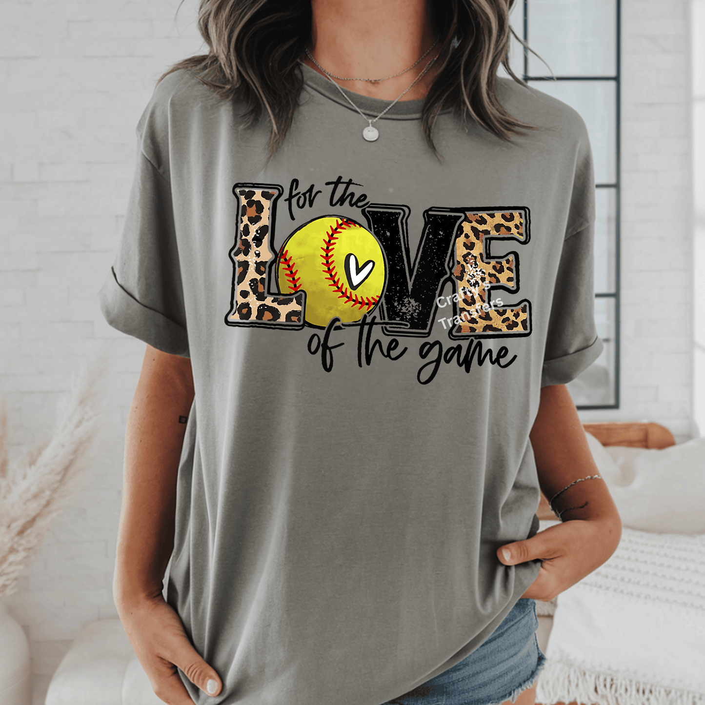 For the Love of the Game Softball DTF Transfer – Leopard Print Softball Mom Heat Press Transfer – Game Day Shirt Design